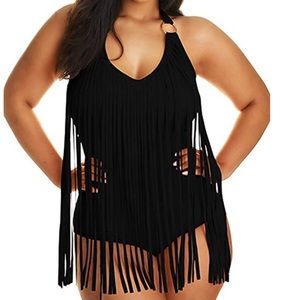 Halter and Tassel One Piece SwimSuit